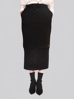 Load image into Gallery viewer, FSKT-009: RIB PANEL MAXI PENCIL SKIRT (BLACK)