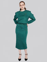 Load image into Gallery viewer, FSKT-010:  SQUARE POCKET MAXI PENCIL SKIRT (TEAL)