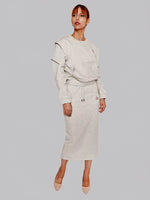 Load image into Gallery viewer, FSKT-010: SQUARE POCKET MAXI PENCIL SKIRT (HEATHER GREY)