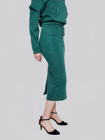 Load image into Gallery viewer, FSKT-010:  SQUARE POCKET MAXI PENCIL SKIRT (TEAL)