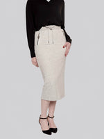 Load image into Gallery viewer, FSKT-012: ZIPPER POCKET MAXI PENCIL SKIRT (HEATHER GREY)