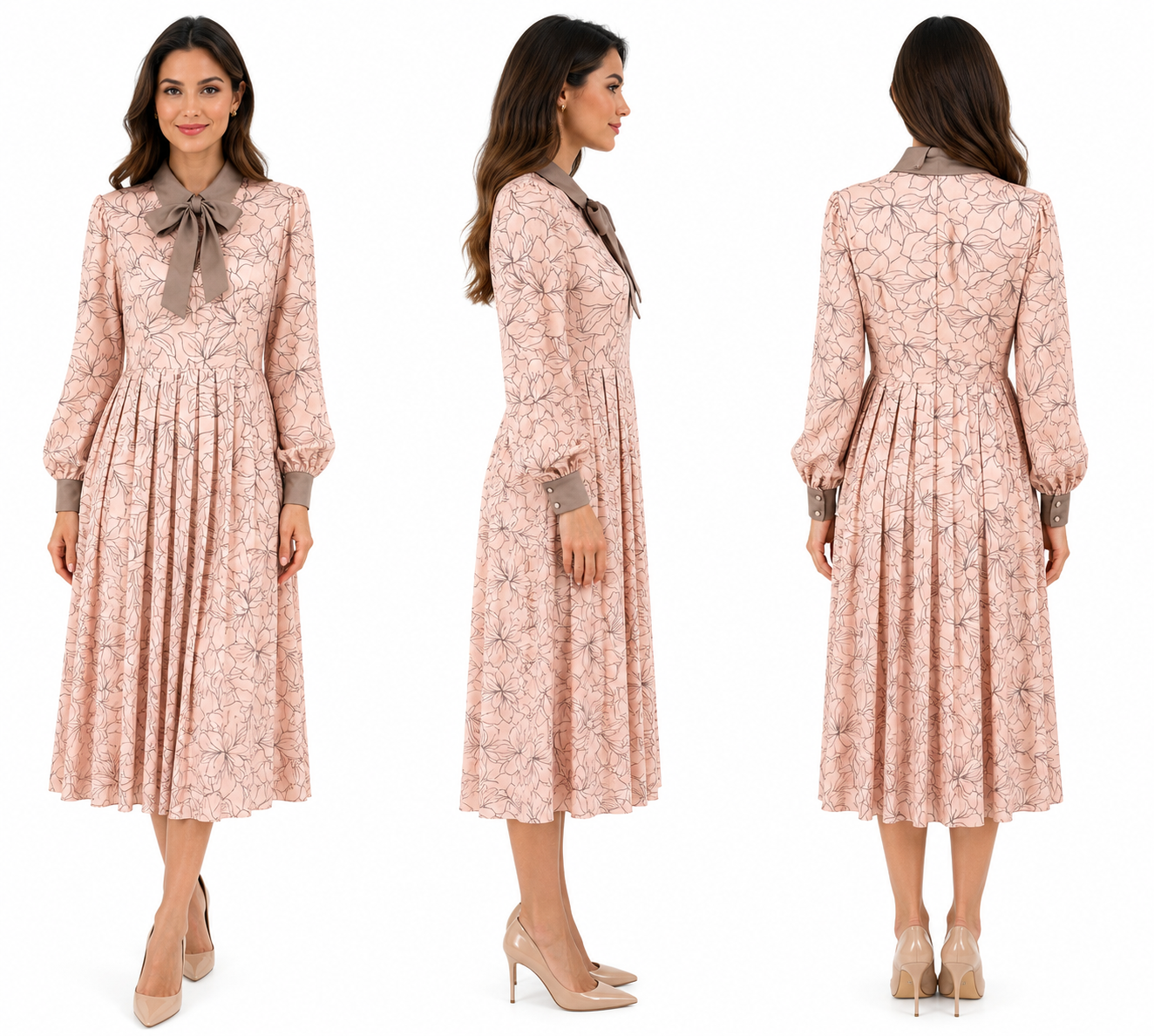 ISABELLE BOTANICAL PLEATED DRESS