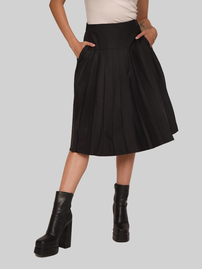 CTSKT-043: PLEATED MIDI SKIRT (BLACK)