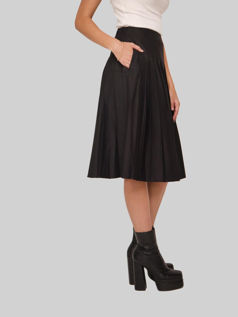 CTSKT-043: PLEATED MIDI SKIRT (BLACK)