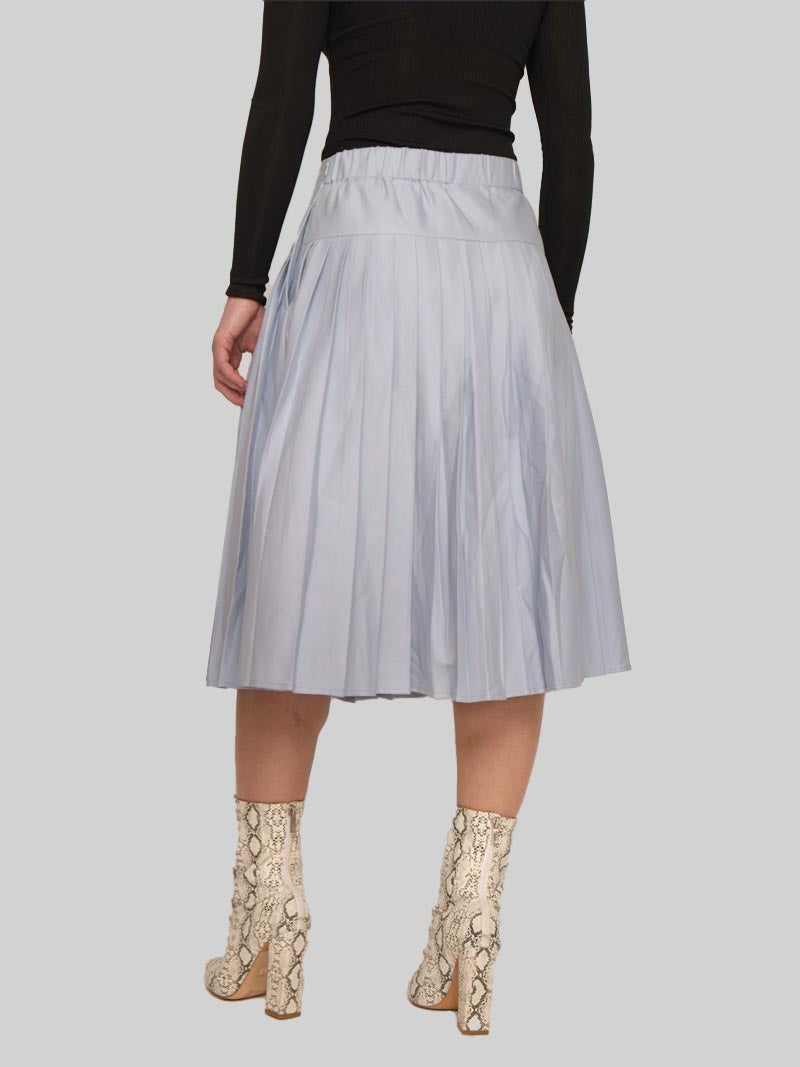 Women’s Modest Pleated Midi Skirt – Soft Blue