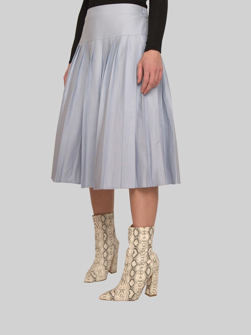 Women’s Modest Pleated Midi Skirt – Soft Blue