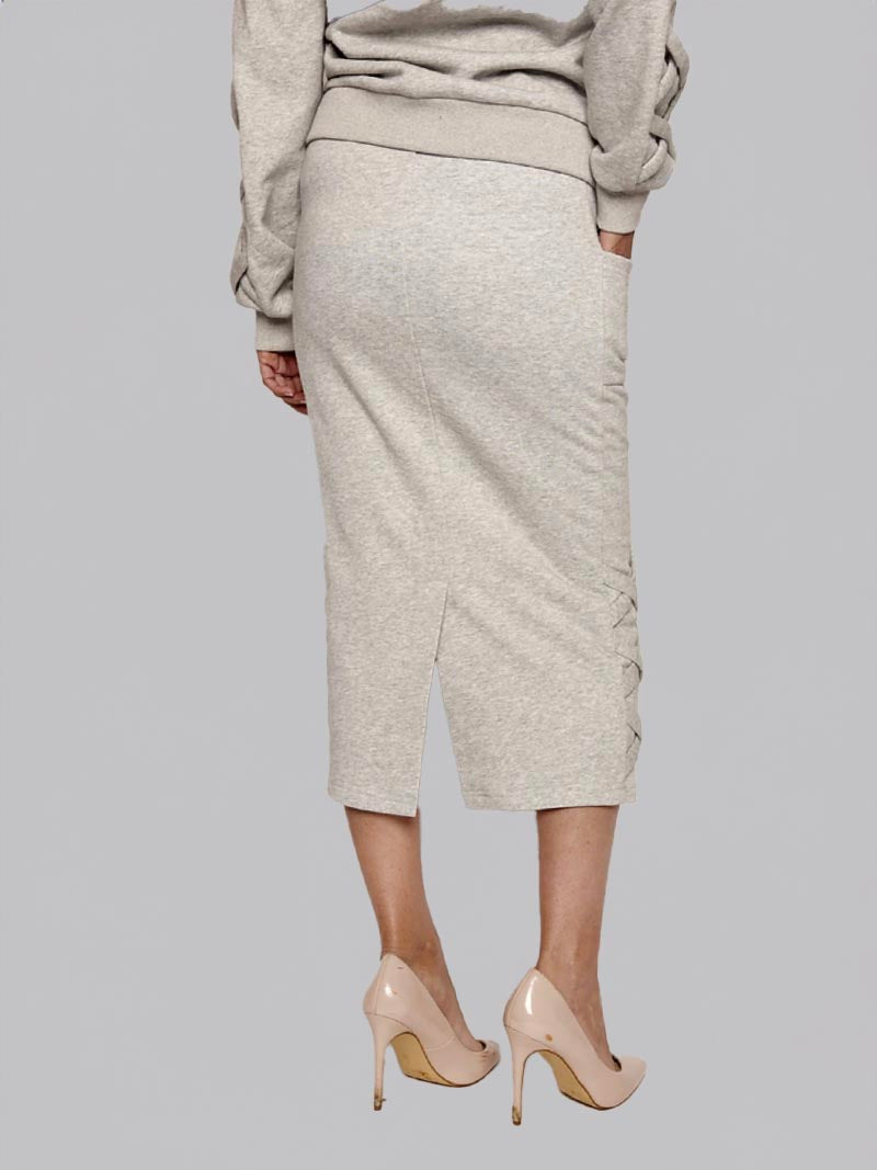 Women’s Lattice Skirt – Modest Everyday Skirt in Heather Grey