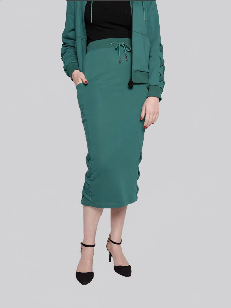 Women’s Lattice Skirt – Modest Everyday Skirt in Teal Green