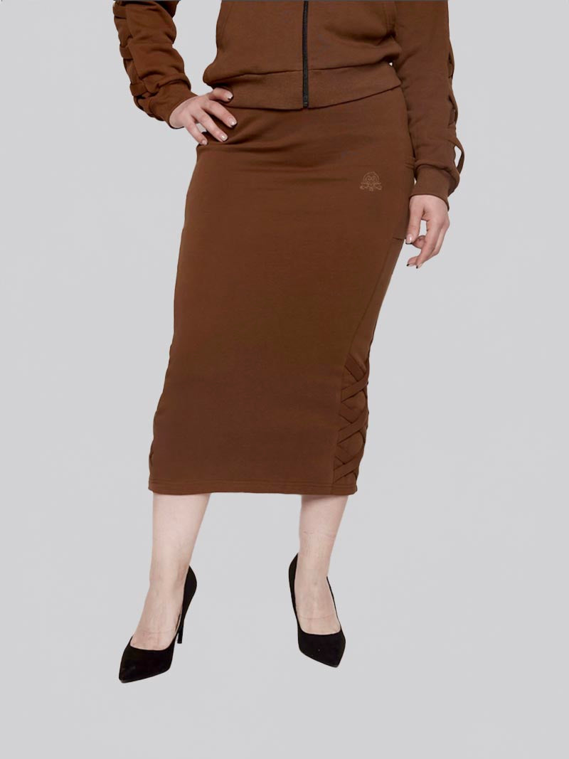 FSKT-004: LATTICE SKIRT (BROWN)