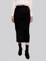 Load image into Gallery viewer, FSKT-009: RIB PANEL MAXI PENCIL SKIRT (BLACK)
