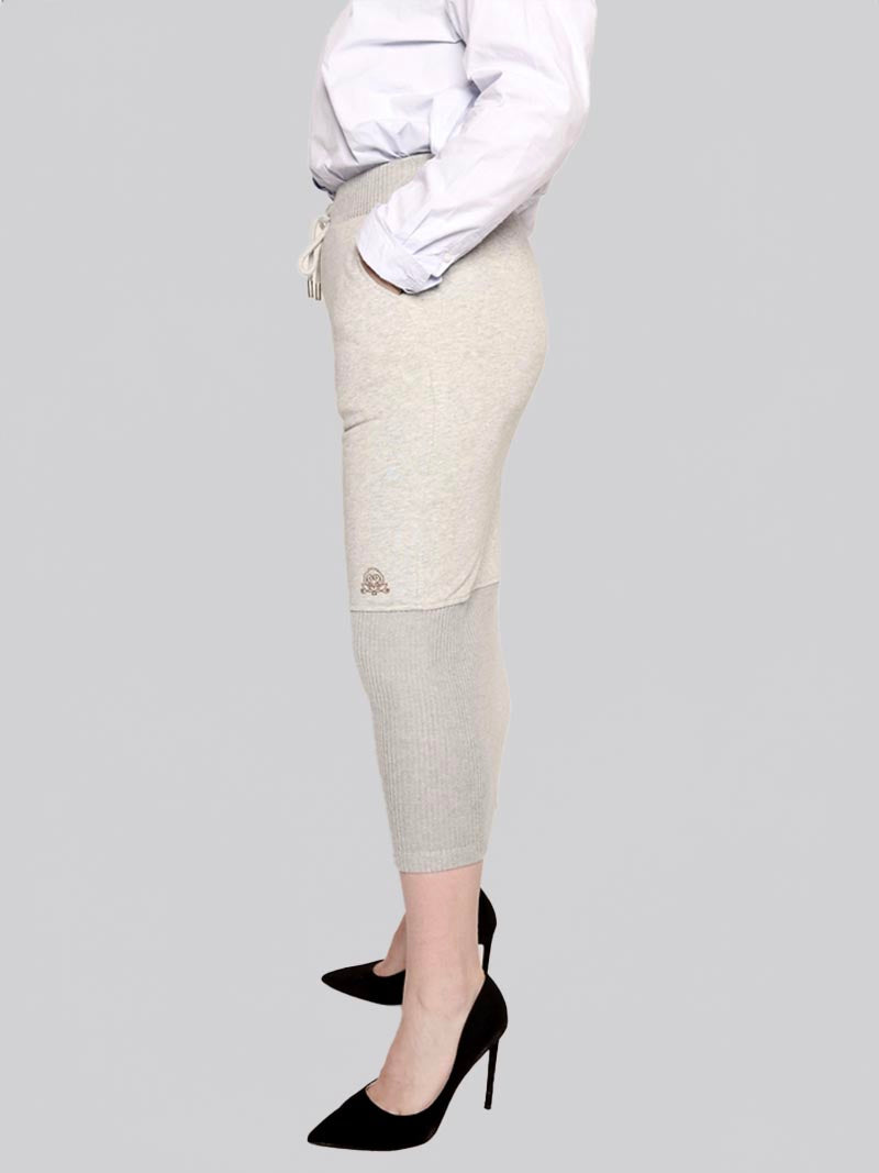 FSKT-009: RIB PANEL MAXI PENCIL SKIRT (HEATHER GREY)