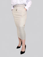 Load image into Gallery viewer, FSKT-009: RIB PANEL MAXI PENCIL SKIRT (HEATHER GREY)
