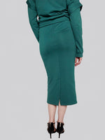 Load image into Gallery viewer, FSKT-010:  SQUARE POCKET MAXI PENCIL SKIRT (TEAL)
