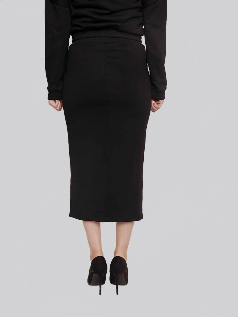 FSKT-010:  SQUARE POCKET MAXI PENCIL SKIRT (BLACK)