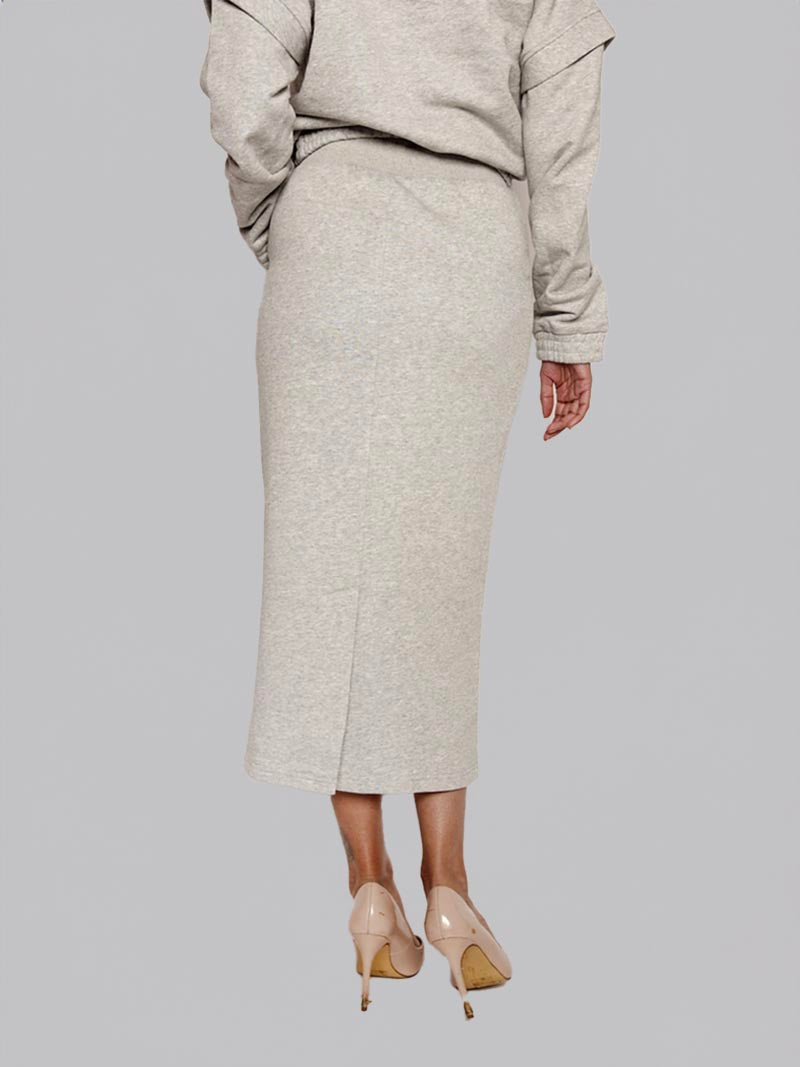Women’s Square Pocket Maxi Pencil Skirt – Modest Work & Everyday Skirt in Heather Grey