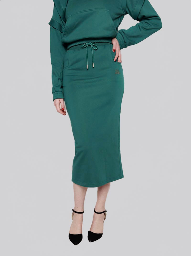 FSKT-010:  SQUARE POCKET MAXI PENCIL SKIRT (TEAL)