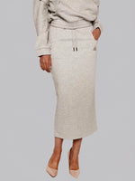 Load image into Gallery viewer, FSKT-010: SQUARE POCKET MAXI PENCIL SKIRT (HEATHER GREY)
