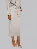 Load image into Gallery viewer, FSKT-010: SQUARE POCKET MAXI PENCIL SKIRT (HEATHER GREY)
