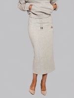 Load image into Gallery viewer, FSKT-010: SQUARE POCKET MAXI PENCIL SKIRT (HEATHER GREY)
