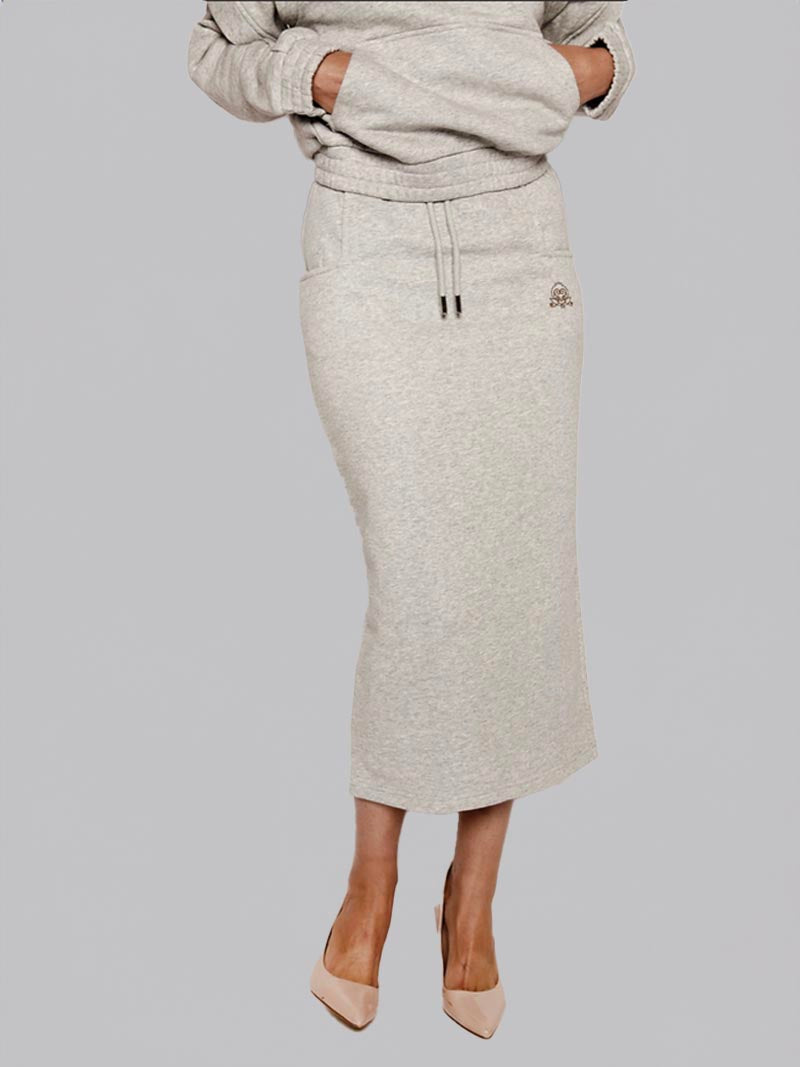 FSKT-010: SQUARE POCKET MAXI PENCIL SKIRT (HEATHER GREY)