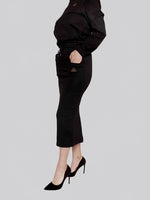 Load image into Gallery viewer, FSKT-010:  SQUARE POCKET MAXI PENCIL SKIRT (BLACK)
