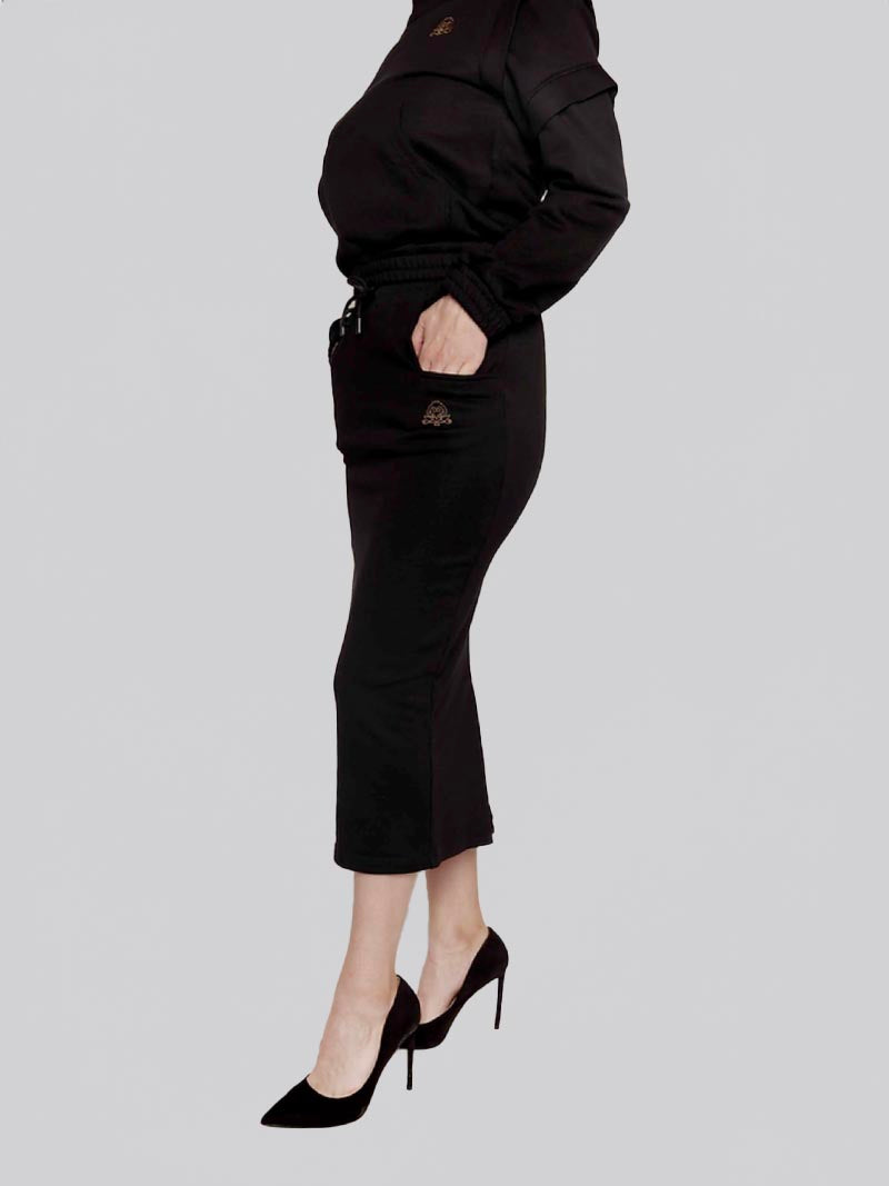 FSKT-010:  SQUARE POCKET MAXI PENCIL SKIRT (BLACK)