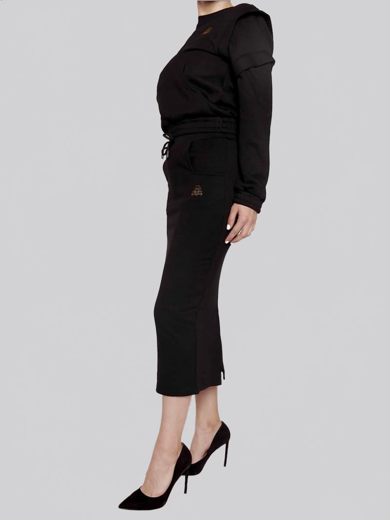 FSKT-010:  SQUARE POCKET MAXI PENCIL SKIRT (BLACK)