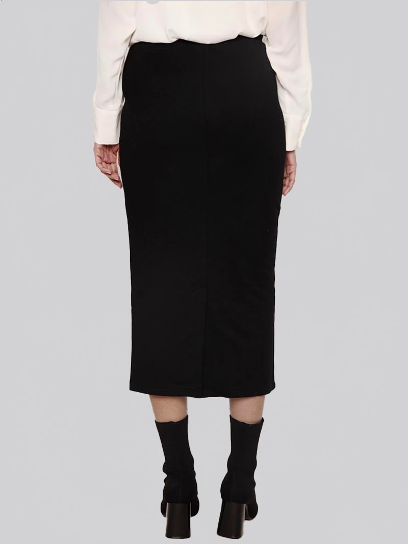 FSKT-012: ZIPPER POCKET MAXI PENCIL SKIRT (BLACK)