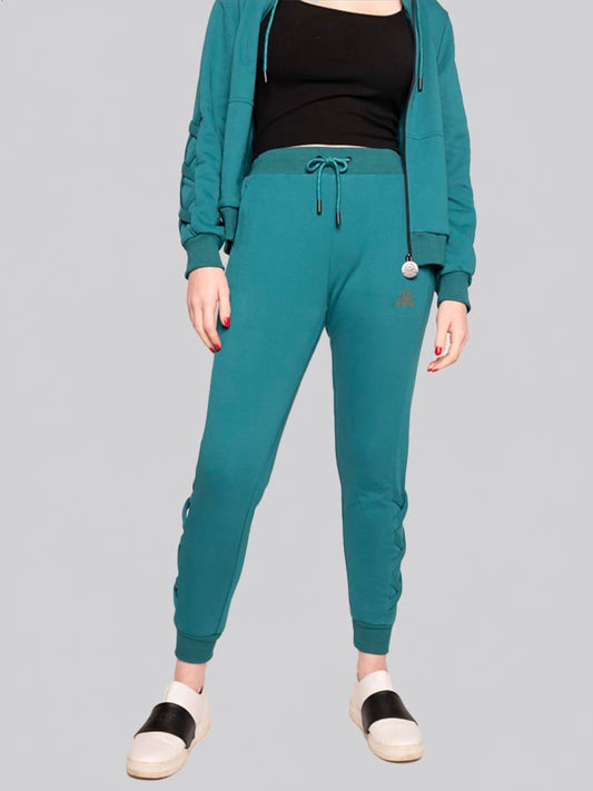 Women’s Lattice Jogger – Athleisure Pant in Teal Green