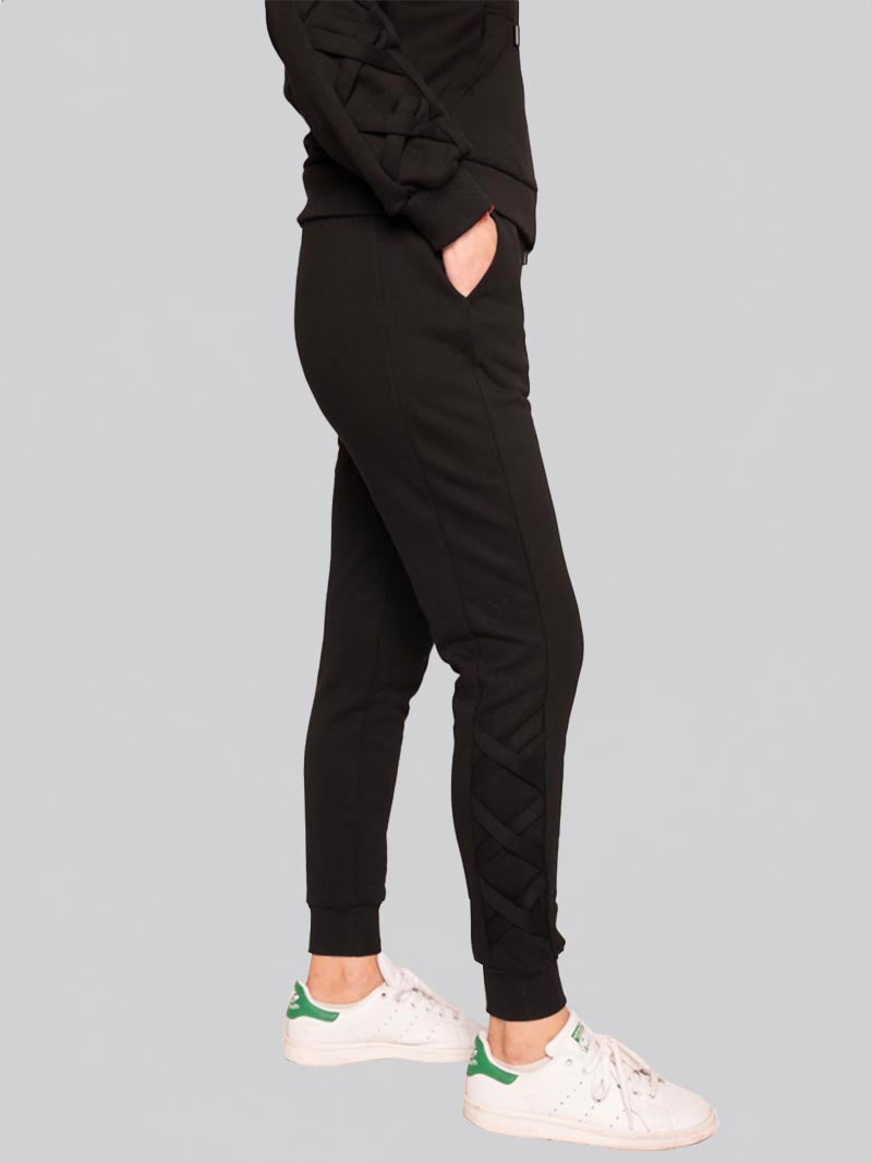 Women’s Lattice Jogger – Athleisure Pant in Black