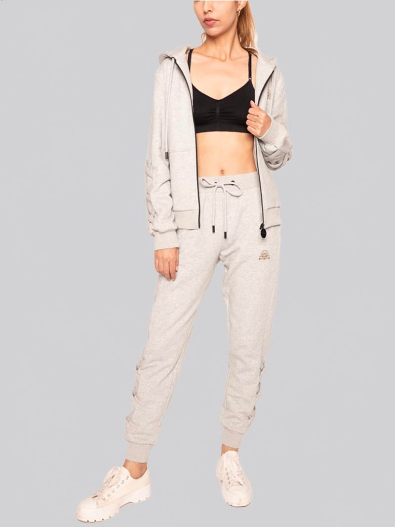 Women’s Lattice Jogger – Athleisure Pant in Heather Grey