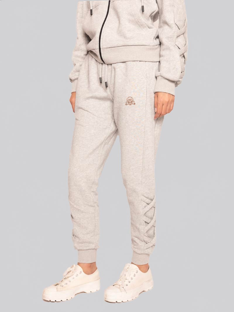 Women’s Lattice Jogger – Athleisure Pant in Heather Grey
