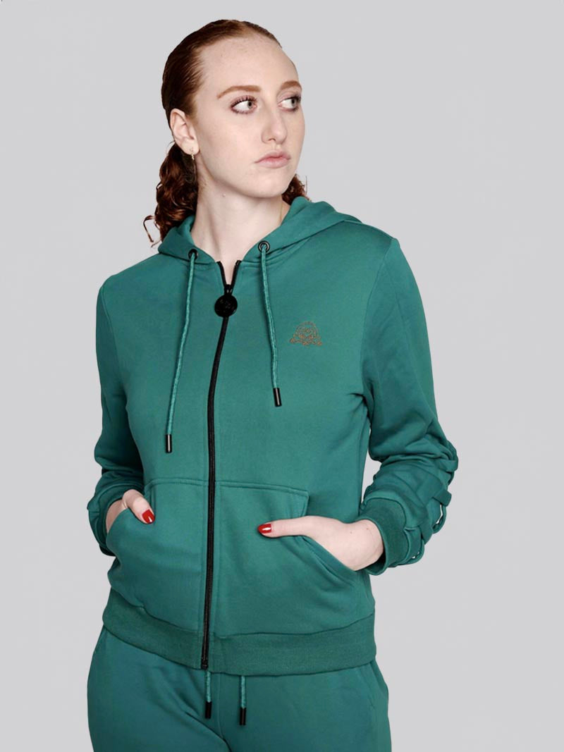 Women’s Lattice Hoodie – Athleisure Jacket in Teal Green