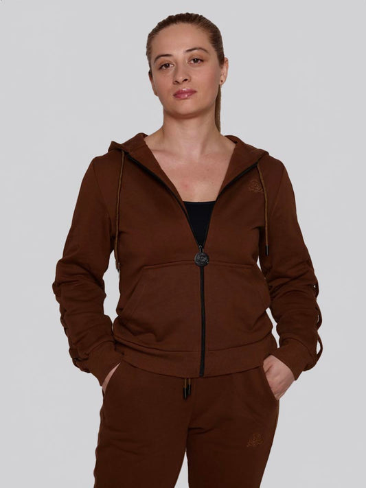 Women’s Lattice Hoodie – Athleisure Jacket in Chocolate