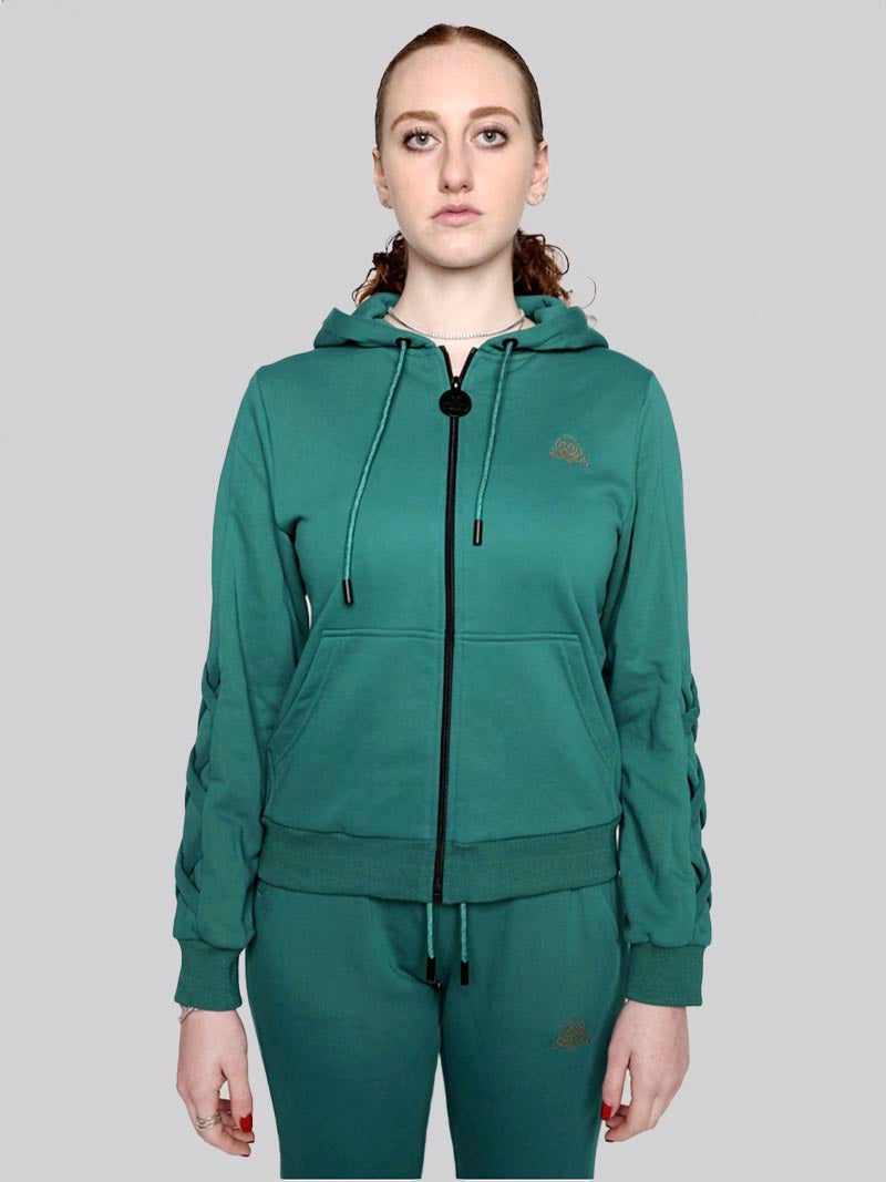 Women’s Lattice Hoodie – Athleisure Jacket in Teal Green