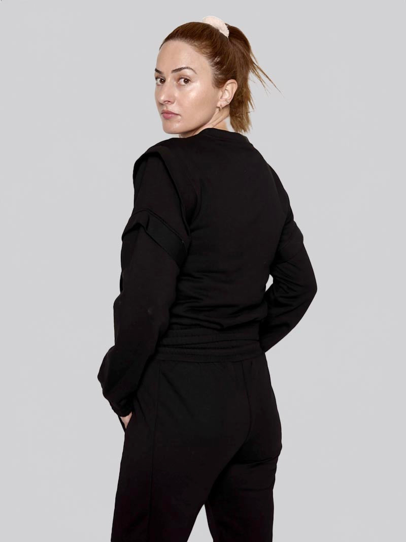 Women’s Crewneck Sweatshirt –  Athleisure Top in Black