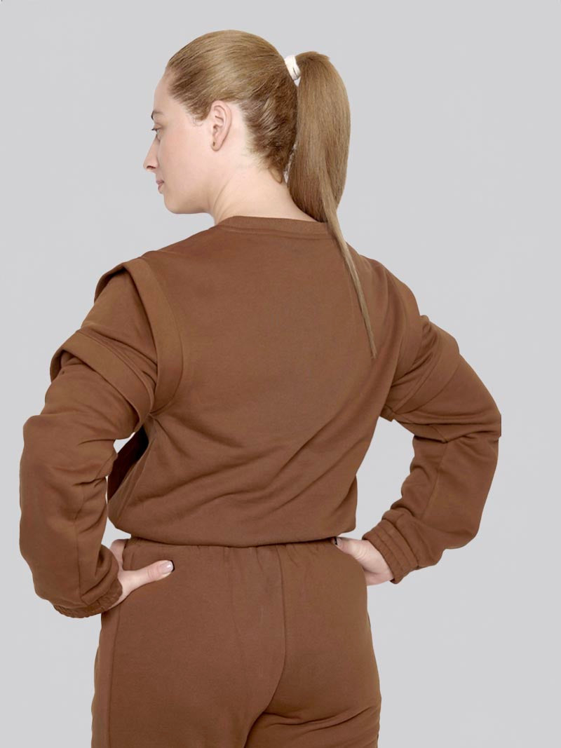Women’s Crewneck Sweatshirt –  Athleisure Top in Chocolate