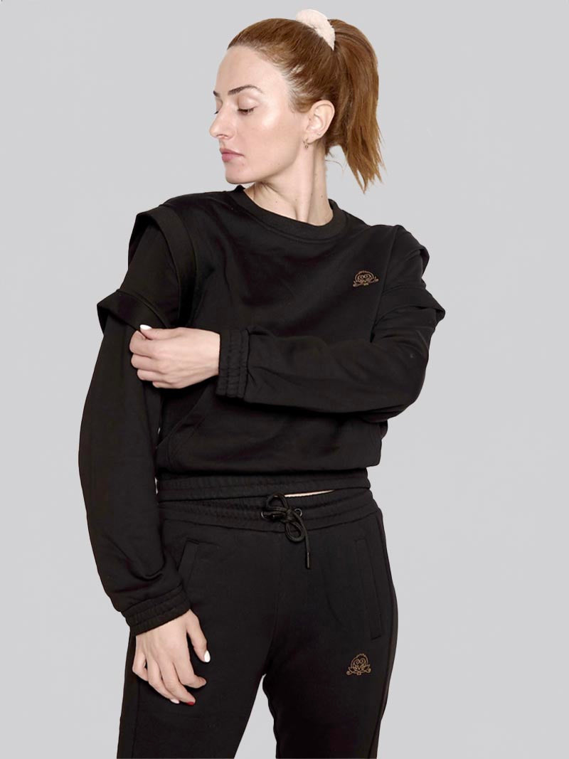 Women’s Crewneck Sweatshirt –  Athleisure Top in Black
