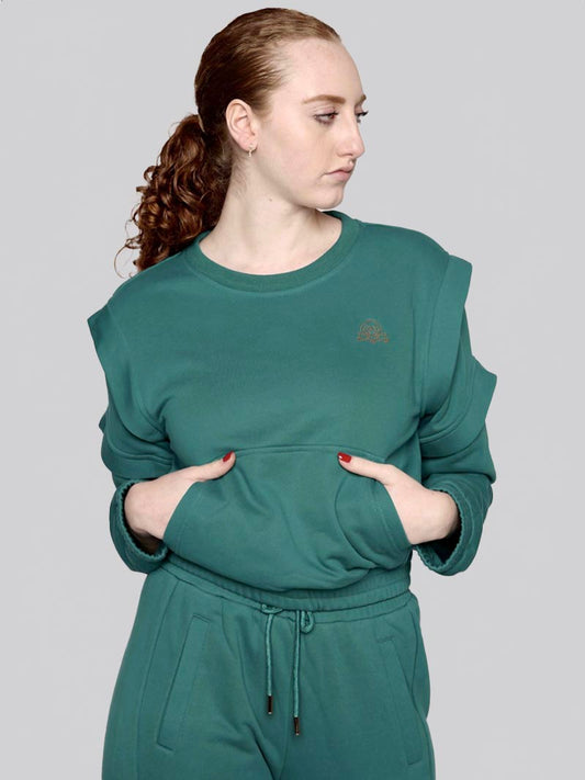 Women’s Crewneck Sweatshirt –  Athleisure Top in Teal Green