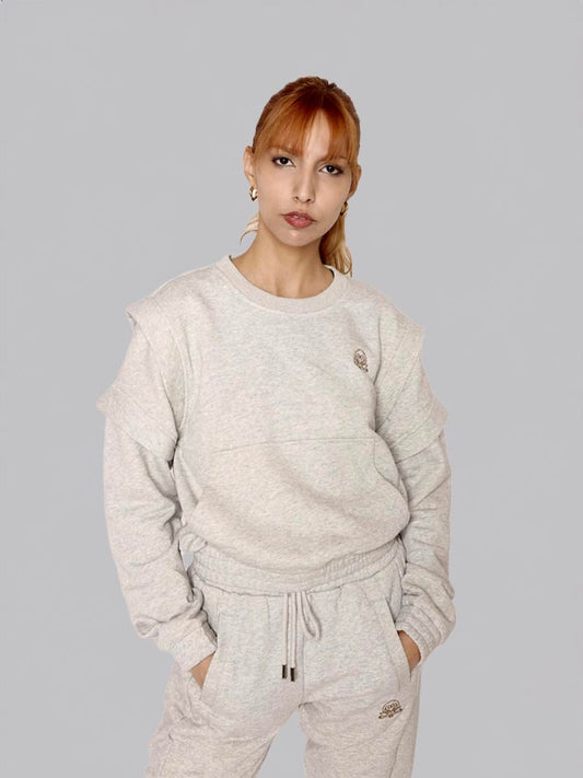 Women’s Crewneck Sweatshirt –  Athleisure Top in Heather Grey