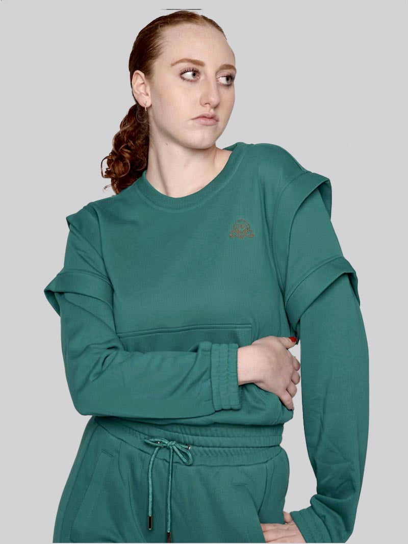 Women’s Crewneck Sweatshirt –  Athleisure Top in Teal Green