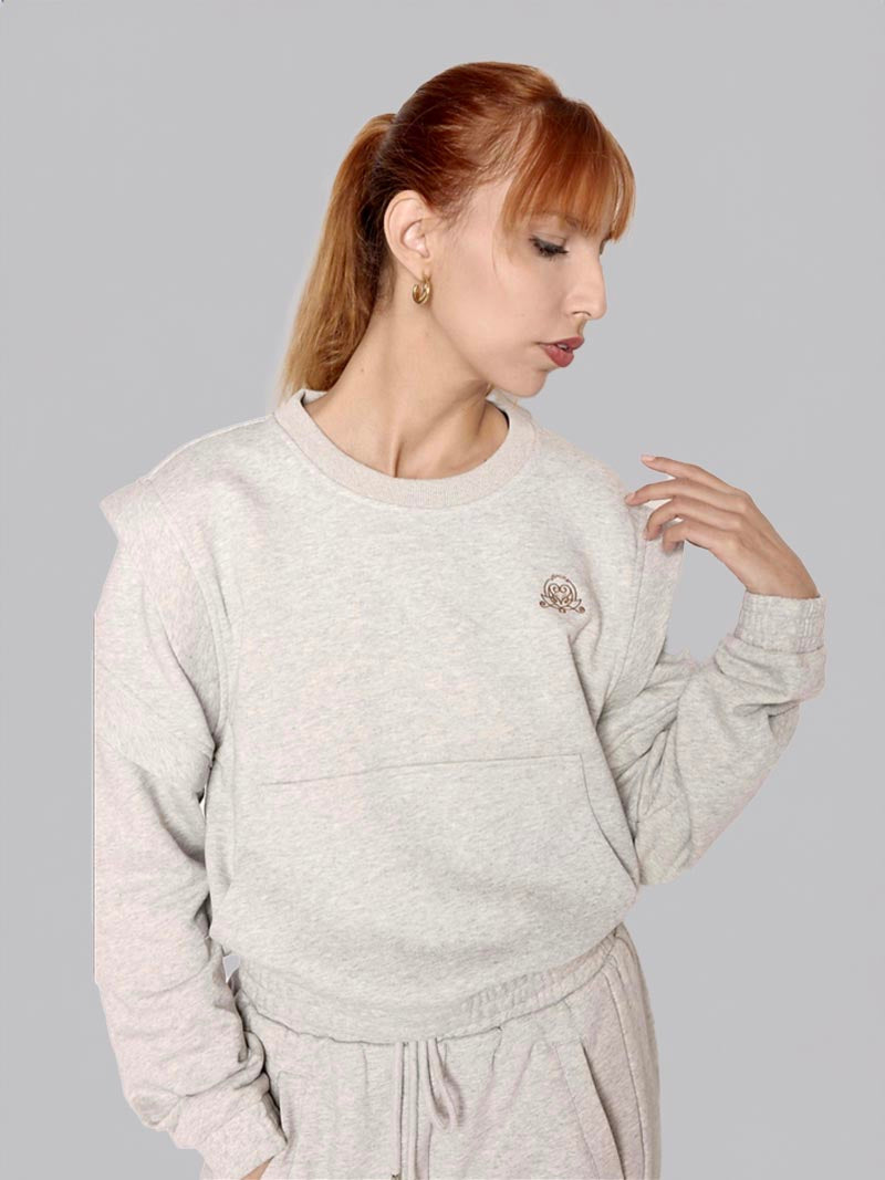 Women’s Crewneck Sweatshirt –  Athleisure Top in Heather Grey