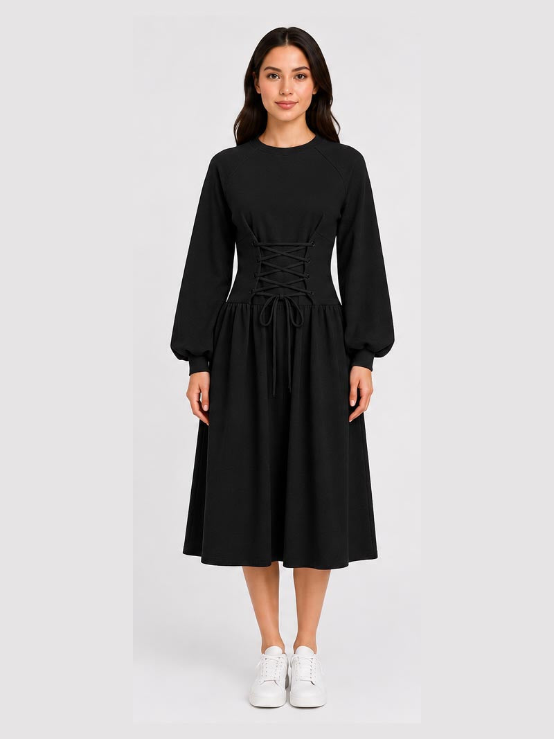 Midi Dress With Adjustble Corset