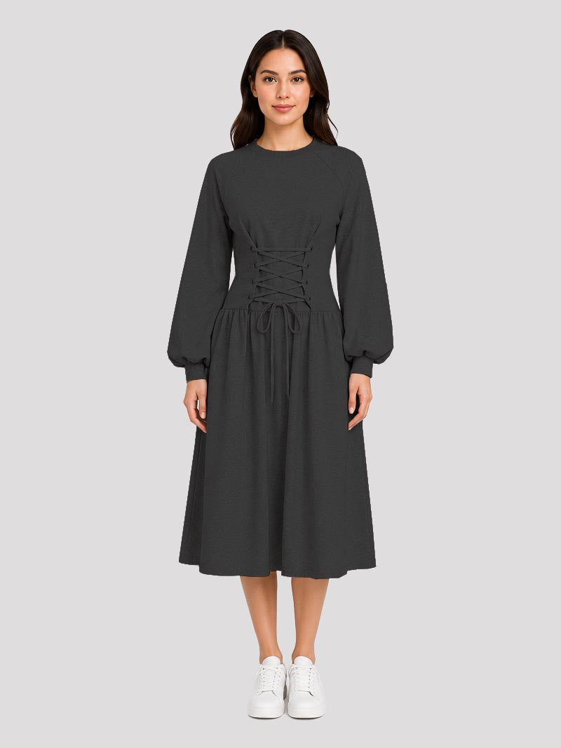 Midi Dress With Adjustble Corset