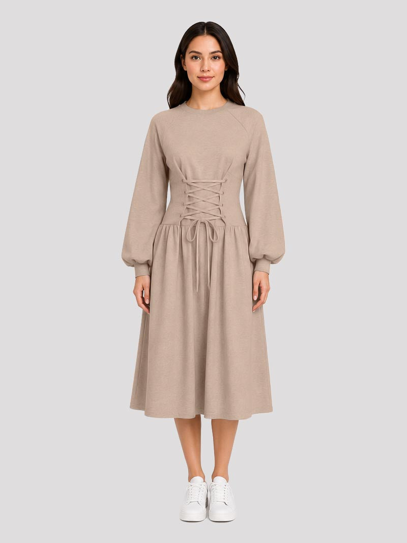 Midi Dress With Adjustble Corset