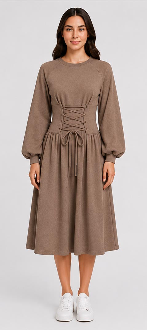 Midi Dress With Adjustble Corset