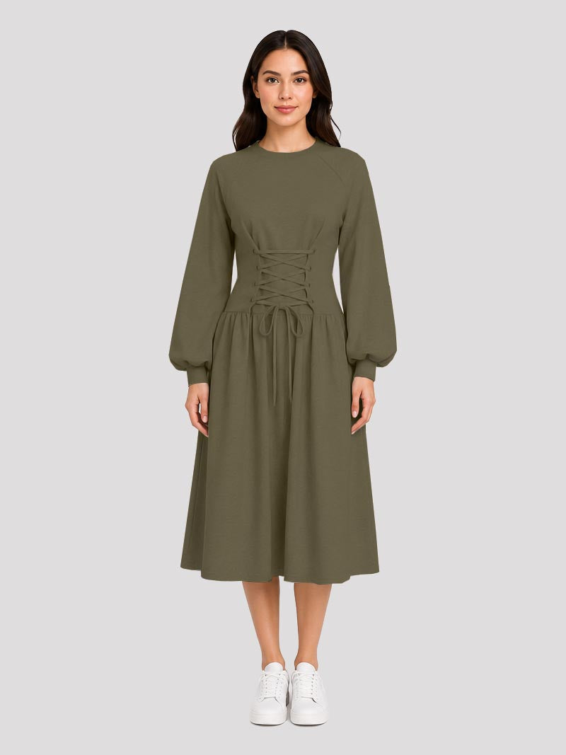 Midi Dress With Adjustble Corset