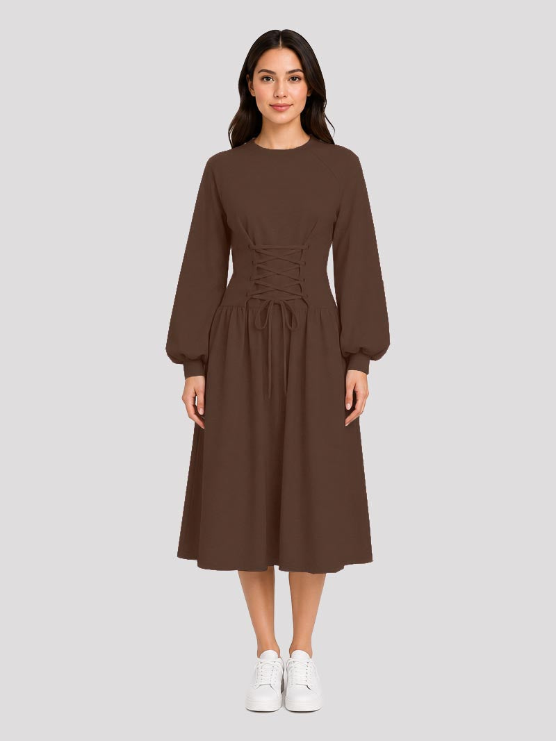 Midi Dress With Adjustble Corset
