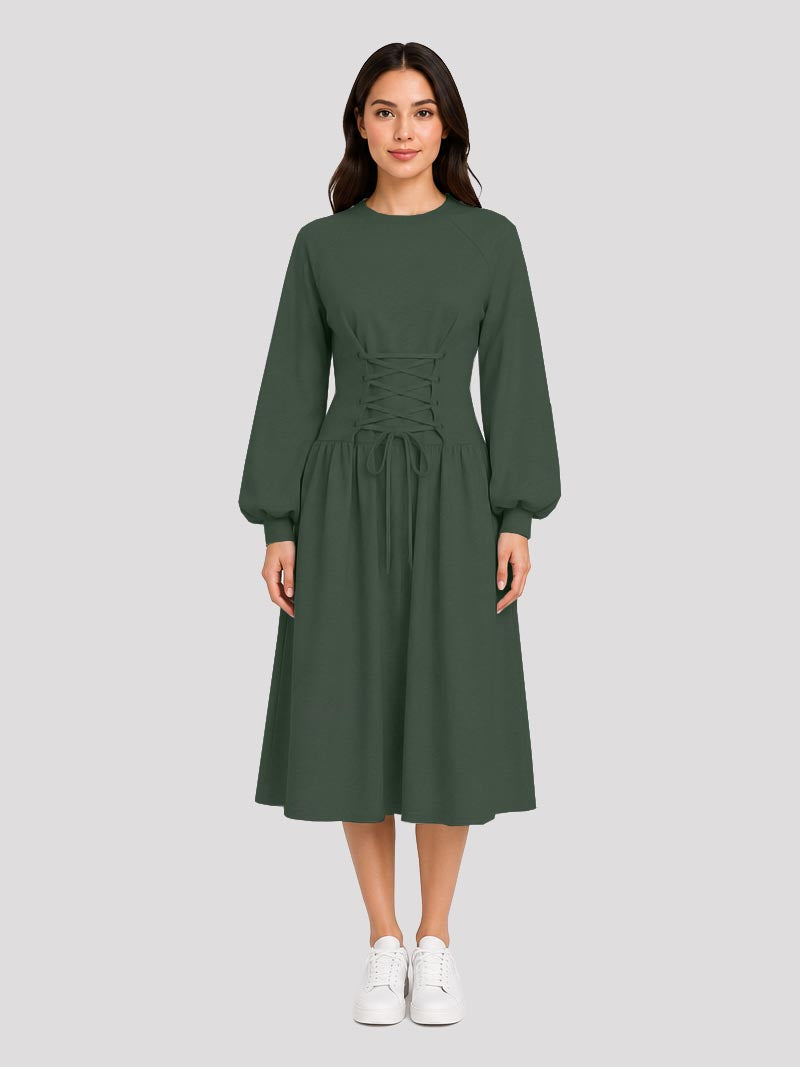 Midi Dress With Adjustble Corset
