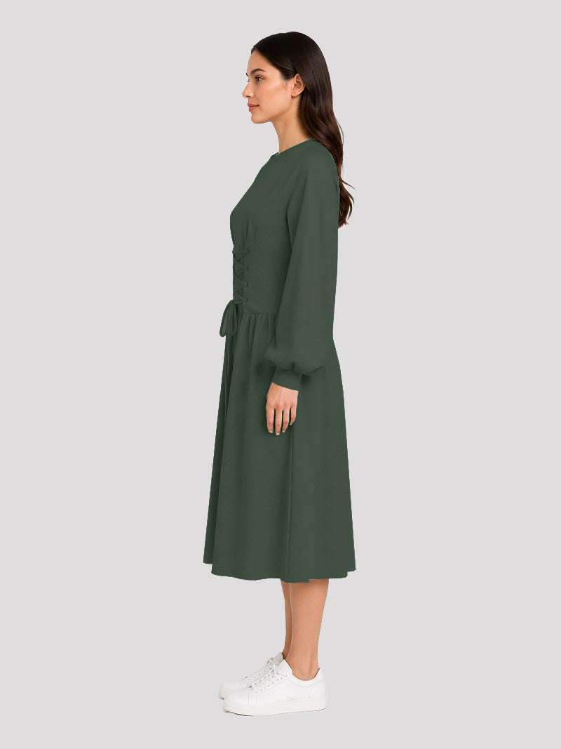 Midi Dress With Adjustble Corset
